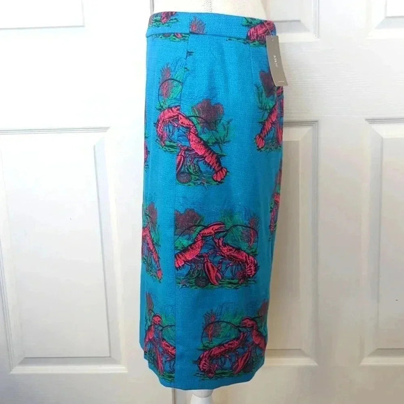 J. Crew Lobster Print Grasscloth Pencil Skirt - Picture 5 of 6